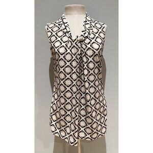 Banana Republic Women’s Small Sleeveless Blouse Tan Black Cream Polyester Career